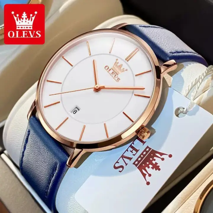 Montre OLEVS 5869 Élégance Classique - Cadran Minimaliste et Bracelet en Cuir