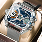 Montre Poedagar Dual Time - Design Mécanique et Maille Milanaise