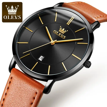 Montre OLEVS 5869 Élégance Classique - Cadran Minimaliste et Bracelet en Cuir