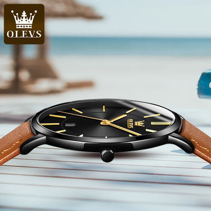 Montre OLEVS 5869 Élégance Classique - Cadran Minimaliste et Bracelet en Cuir