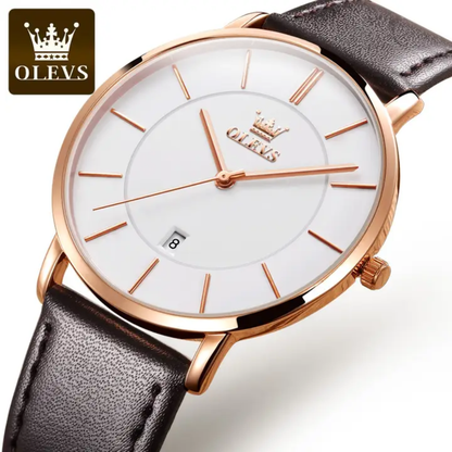 Montre OLEVS 5869 Élégance Classique - Cadran Minimaliste et Bracelet en Cuir