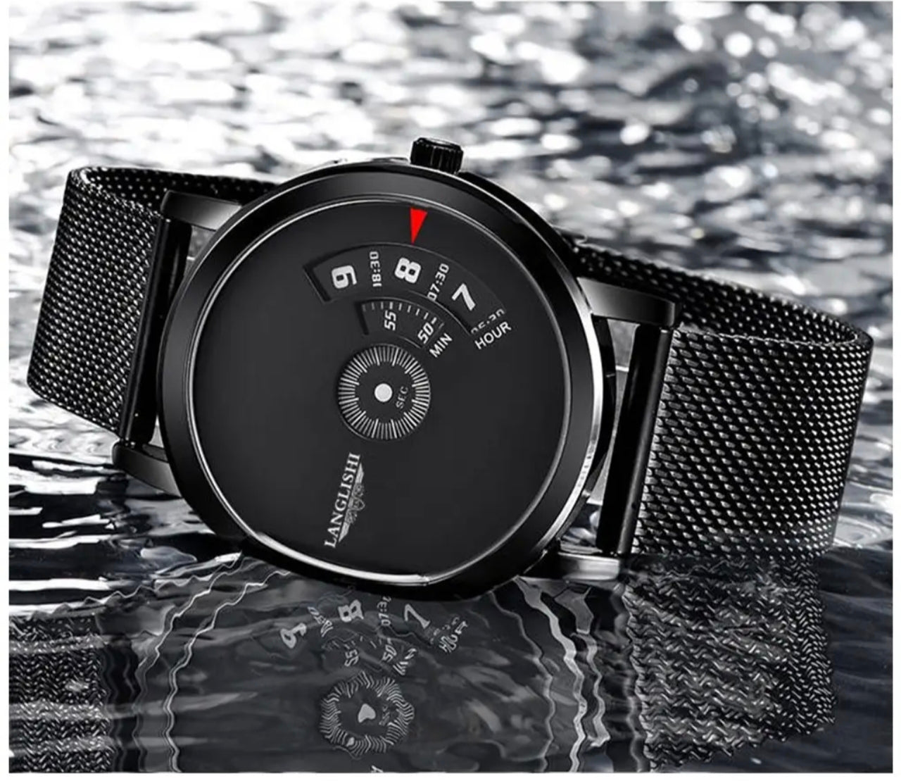 Montre LUXE LANGLISHI 606 Design Futuriste à Affichage Rotatif