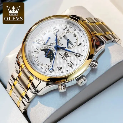 Montre Mécanique Automatique OLEVS Grand Complication - Chronographe, Phase de Lune & Dateur