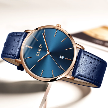 Montre OLEVS 5869 Élégance Classique - Cadran Minimaliste et Bracelet en Cuir